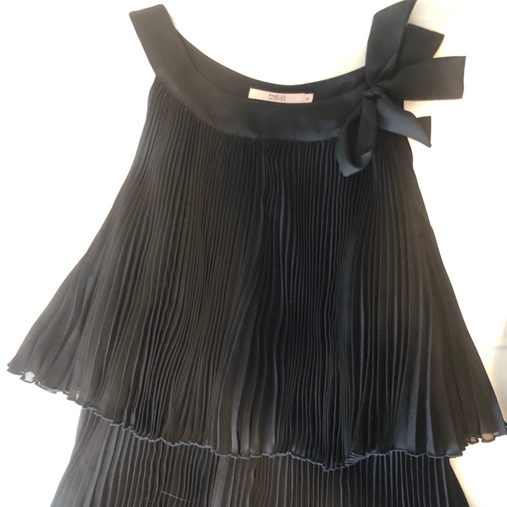 Valentino Red black pleated crepe blouse with bow!